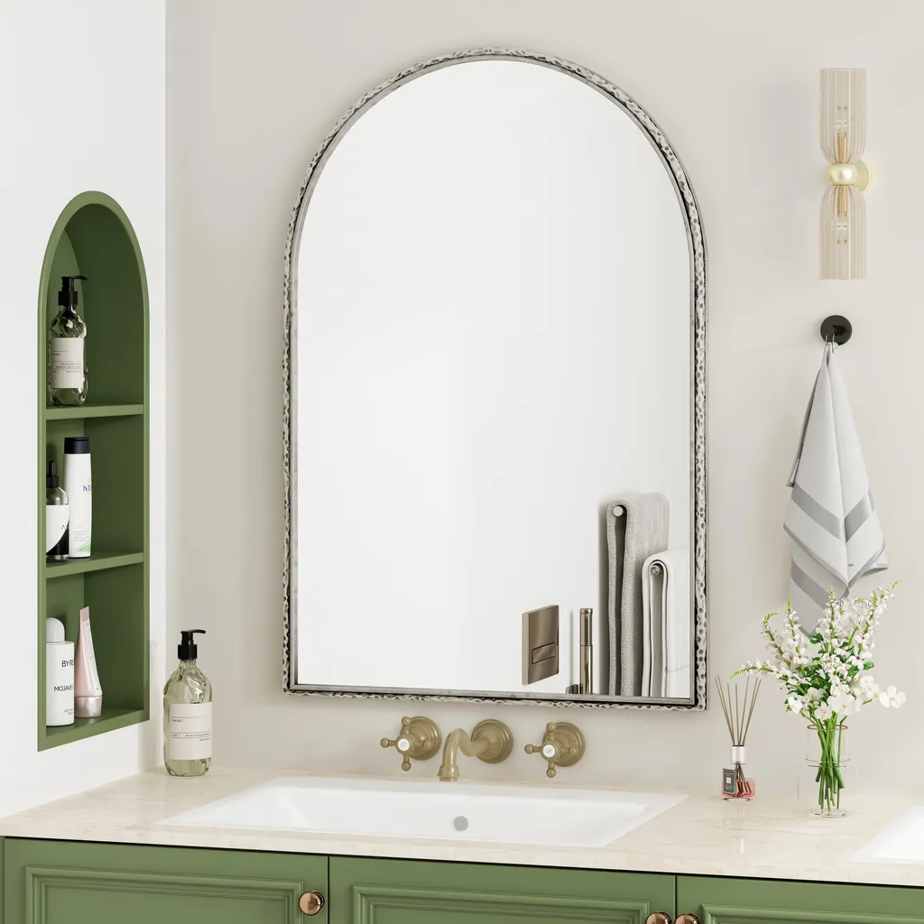 Grand Miroir Arqué Argenté pour Agrandir l'Espace Salon ou Couloir DIY