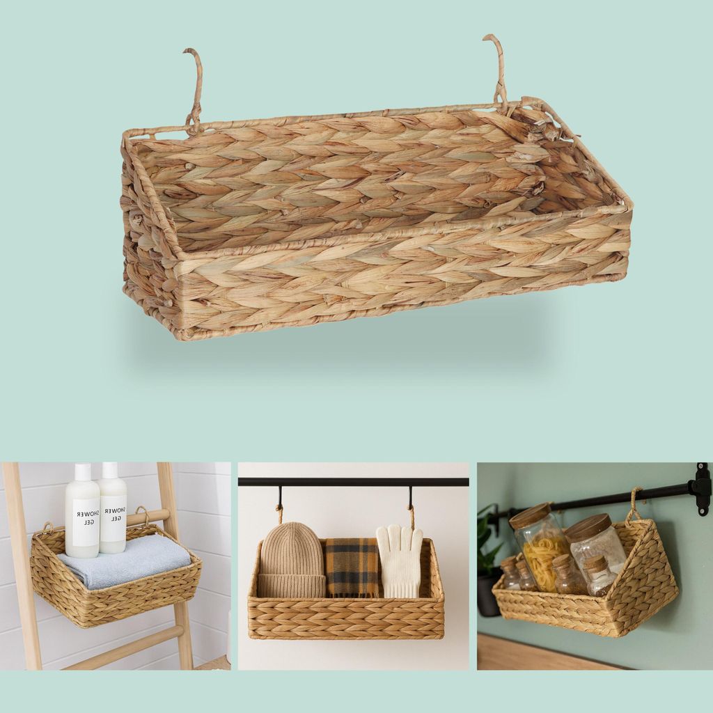 Relaxdays Úložný koš z vodní hyacinty, 2 háčky, VxŠxH 14 x Obrázek produktu 