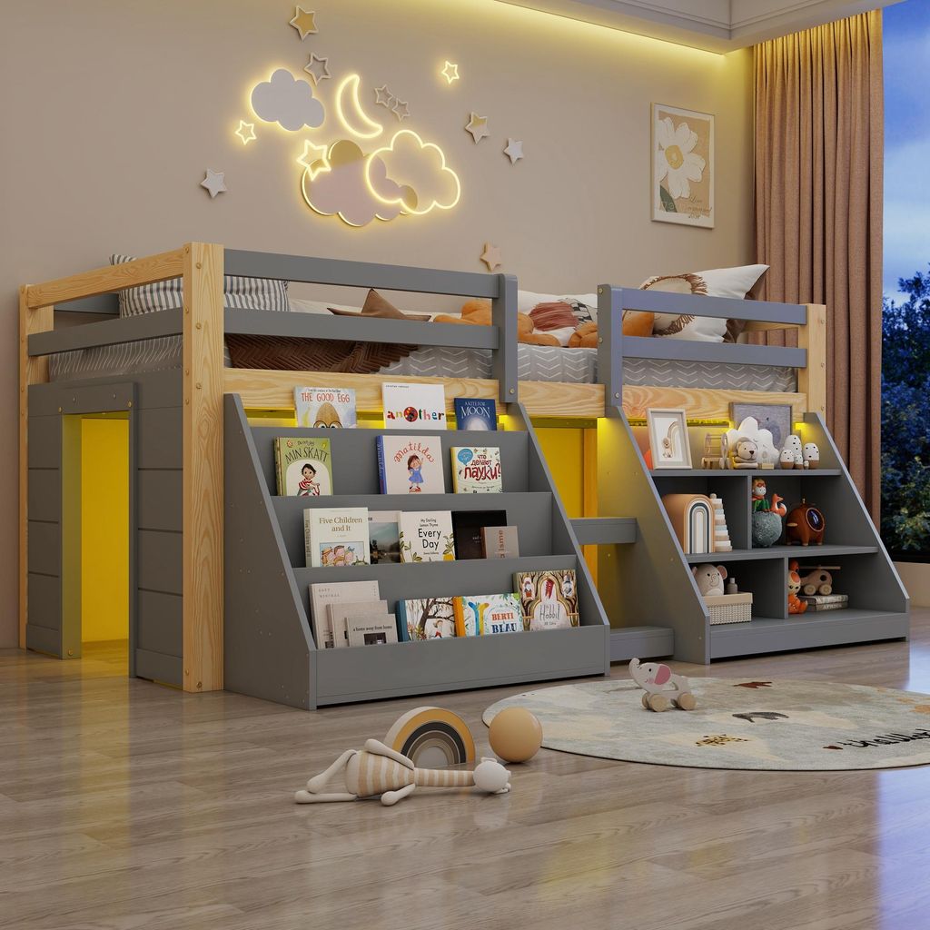 Halfhoogslaper 90x200 cm met LED-verlichting, open Productafbeelding 