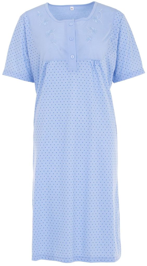 LUCKY Herren Nachthemd Kurzarm Knopfleiste mit Brusttasche Schlafshirt 