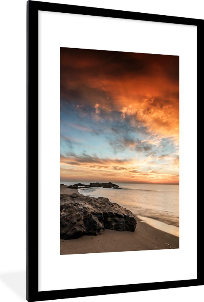 MuchoWow MuchoWow Gerahmtes Poster Strand - Himmel - Meer 60x90 cm - Poster mit zchwarzem Bilderrahmen - Dekoration - Wandposter Wohnzimmer - H...