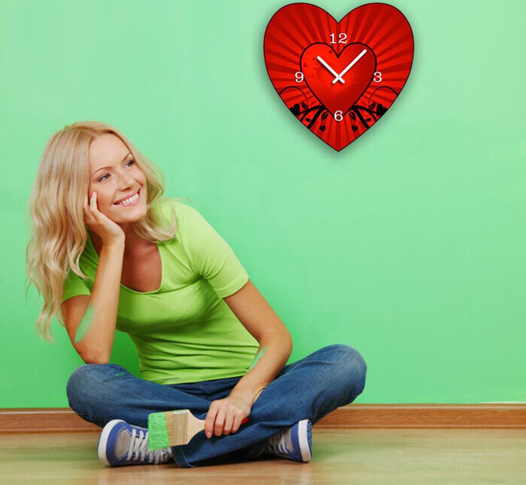 V143 Dixtime Designer Wanduhr, Wanduhren, Vintage Modell Herz