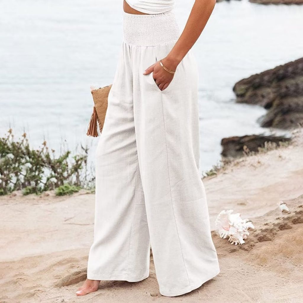 Elegantes Leinenhose Damen Weites Bein Bilder