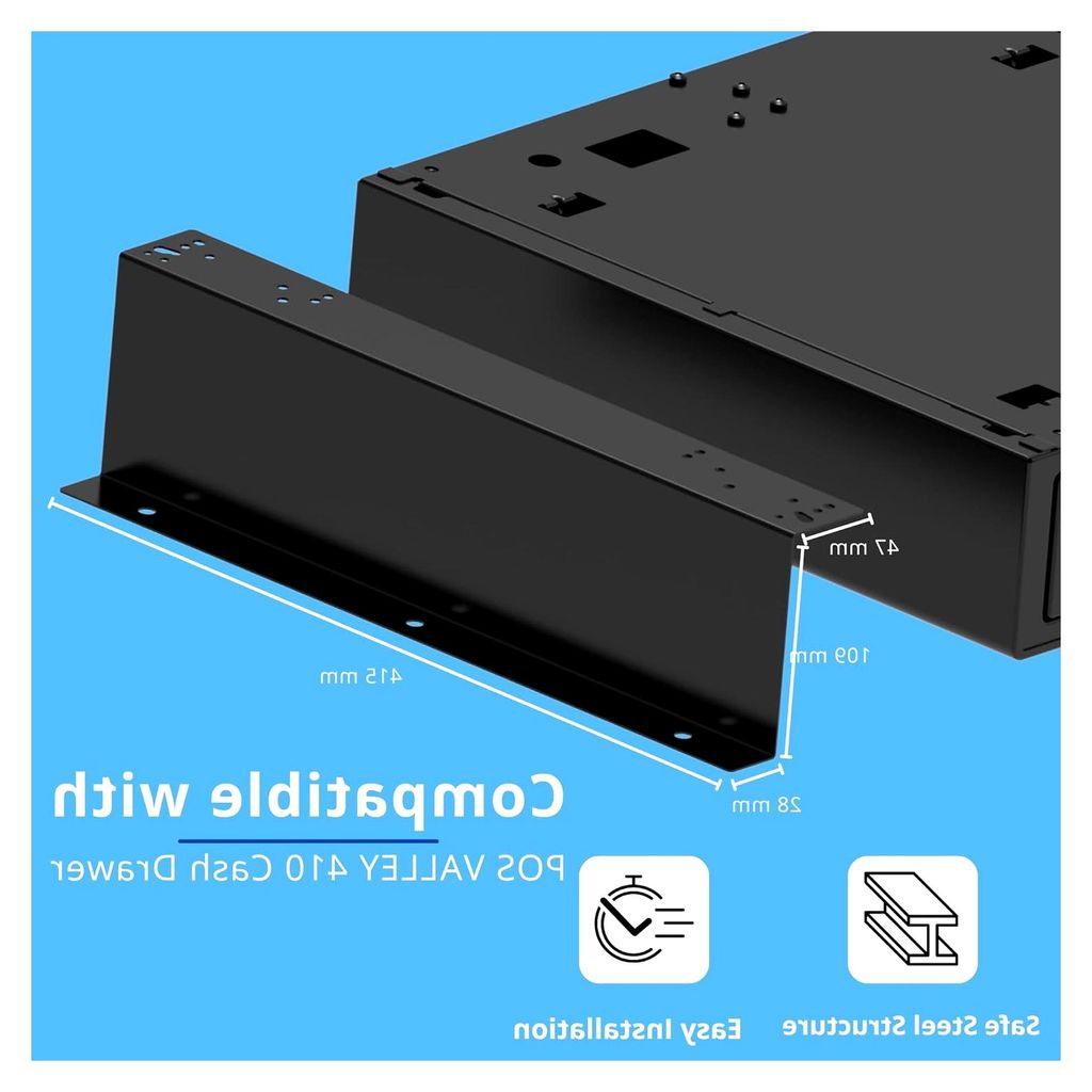Untertischhalterung für Kassenschublade - 2 Montageschienen für 41x41cm Geldschublade, einfache Montage, robuster Stahl, Halterung für Registrie...