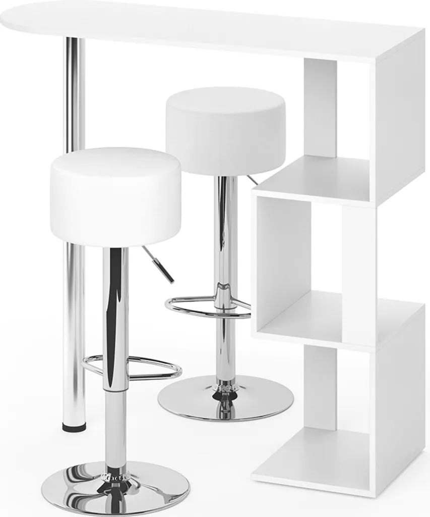 Solution Petit Espace : Ensemble Table Haute Blanche Vicco Vincent 113 cm