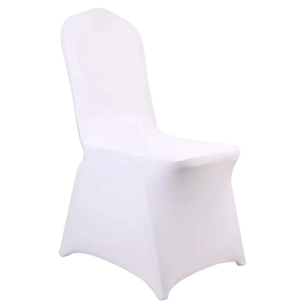 Stuhlhussen, modernes Design, vielseitige Verwendung, Weiß 50 Stück Flach