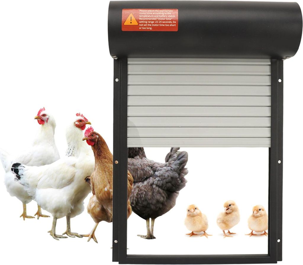 3 in 1 Automatische Hühnerstalltür 100-240V Light Sense Timing Fernbedienung Hühnerstalltüröffner für Hühner Ente Gans Schwarz EU Stecker