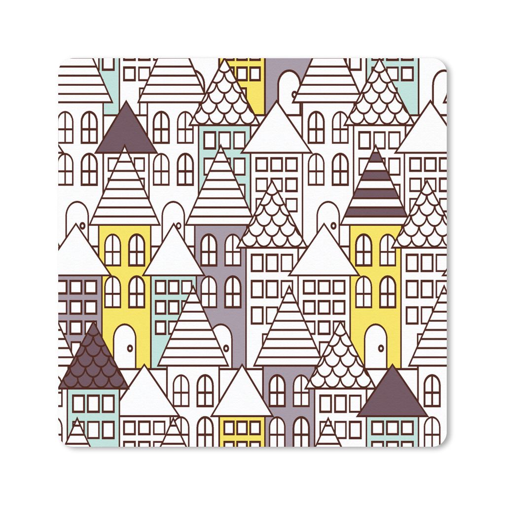 MuchoWow Mauspad Mousepad Muster - Haus - Skyline 30x30 cm - Mousepads - Maus Mat - Pad - Mausunterlage - Gaming