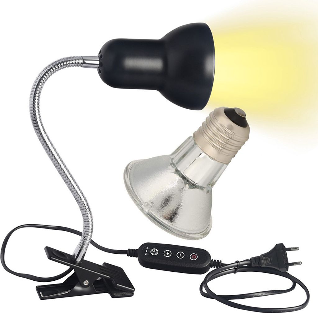 50W Reptile Pet Terrarium Brooder UVA UVB Heizlicht Dimmbar Wärmelampe mit Timer für Eidechse Snake Schildkröte