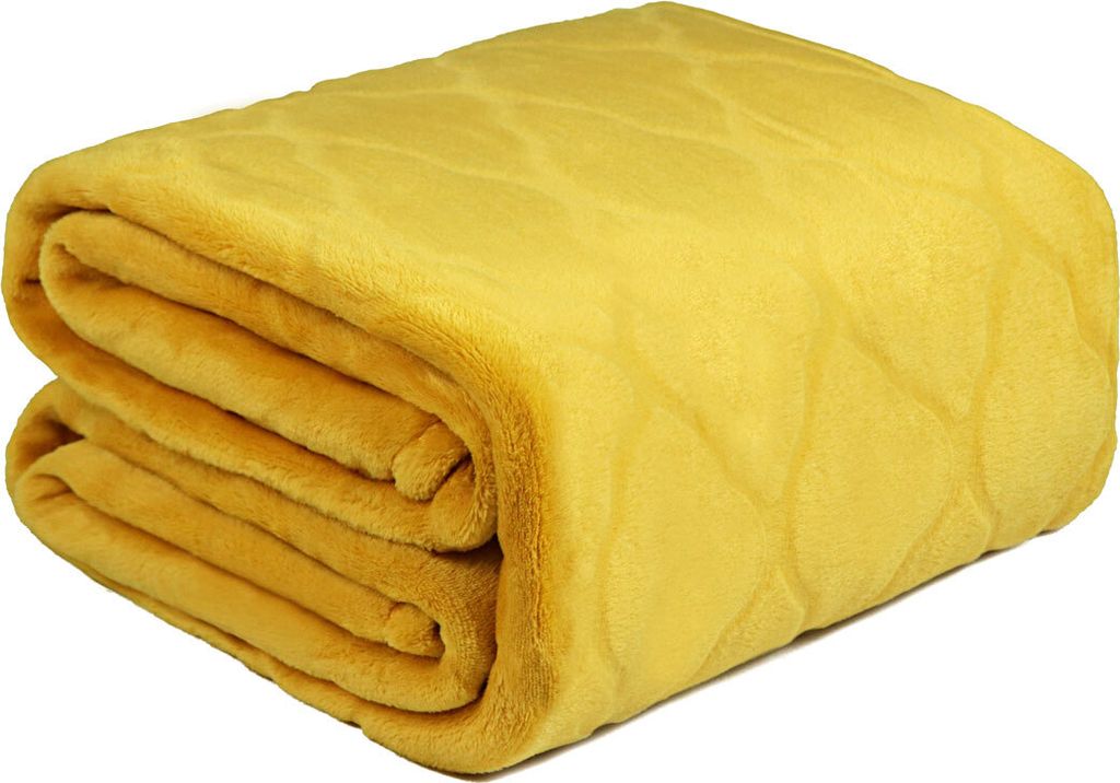DOMAREX Große, Dicke Winter-Decke 200x220 cm – Sehr warme, weiche Mikrofaser-Plaid für Sofa & Bett, Gelb