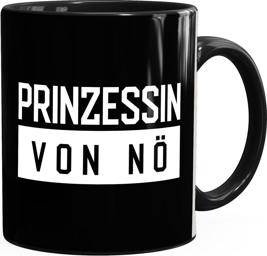 Kaffee-Tasse Prinzessin von nö Teetasse Keramiktasse MoonWorks schwarz unisize