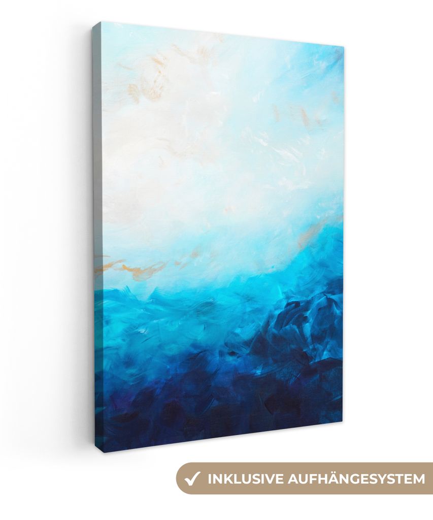 OneMillionCanvasses - Leinwandbilder - 90x140 cm, Blau - Meer - Abstrakt - Farbe, Wandbilder Kunstdruck Wanddekoration - Foto auf Leinwand - Gem...