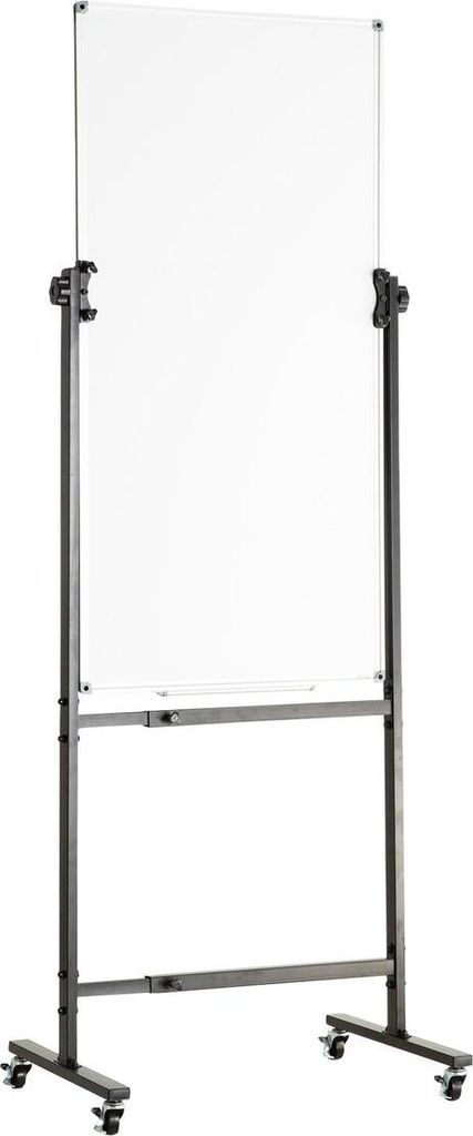 Rolling Magnetic Whiteboard, Double-sided Mobile Whiteboard 24x48 Inches, Adjustable Height Dry Erase Board with Wheels, 1 Magnetic Erase & 3 Dry E...