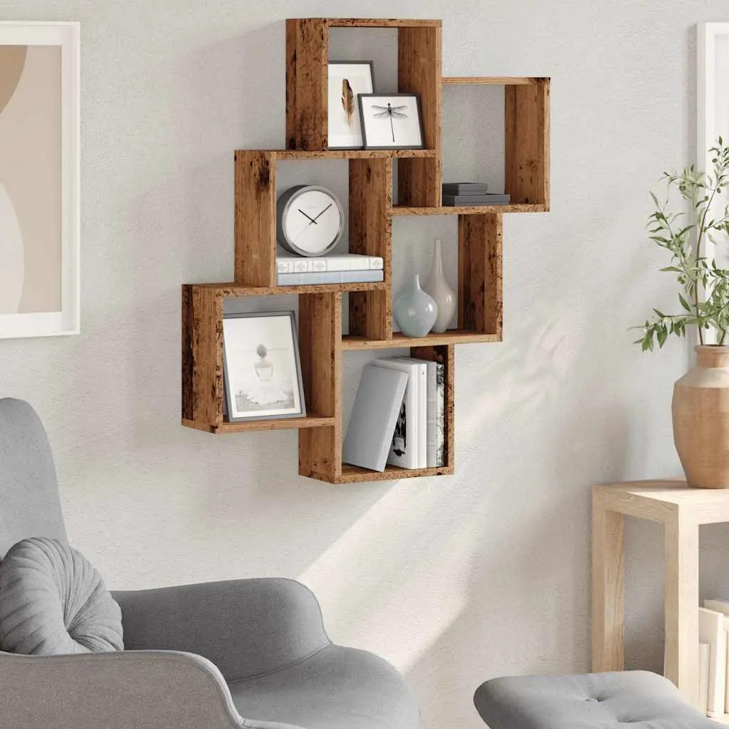 Étagère cube bois ancien 78 cm - Solution pour petits appartements encombrés
