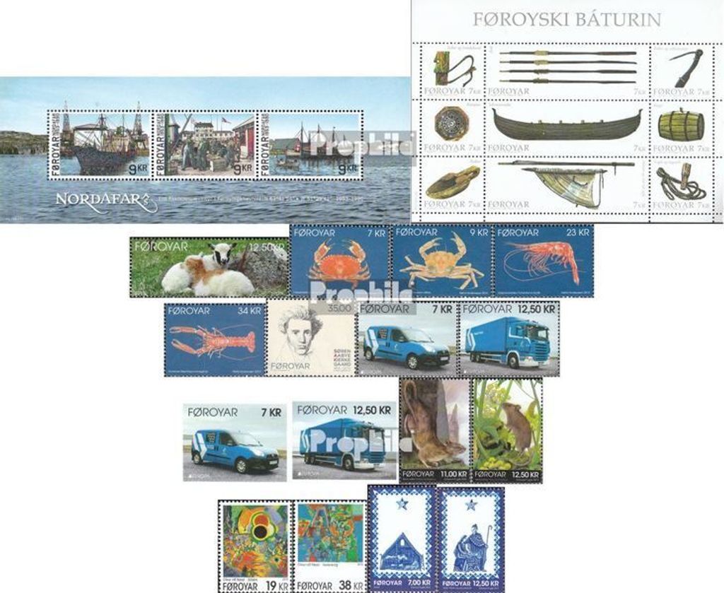Briefmarken Dänemark - Färöer 2013 Mi 766-793 (kompl.Ausg.) Jahrgang 2013 komplett postfrisch Boot