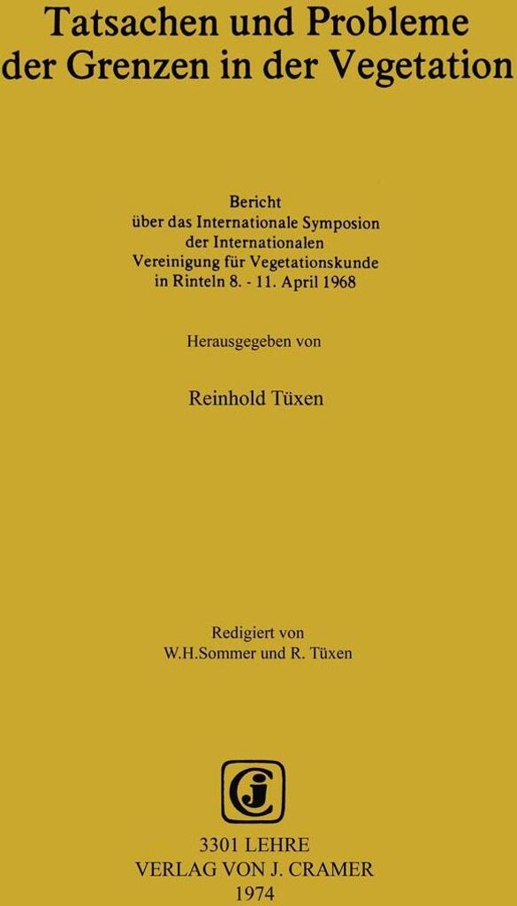 Tatsachen und Probleme der Grenzen in der Vegetation