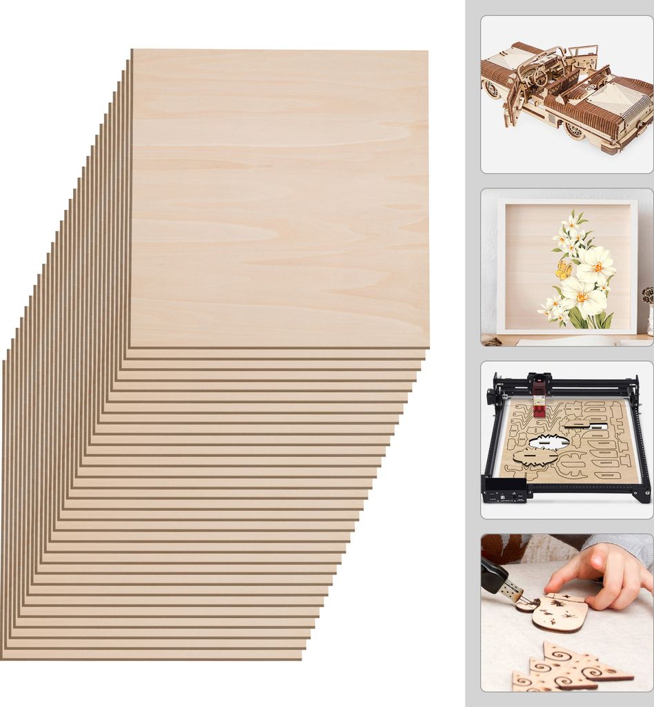 sada 30 kusů 3mm překližkových panelů 40*40 cm Obrázek produktu 