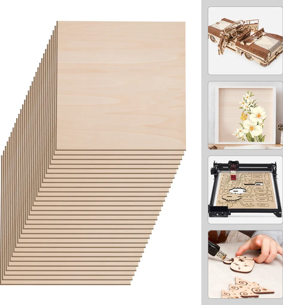 Contreplaqué 3mm ultra lisse lot de 30 planches 40*40cm haute résistance