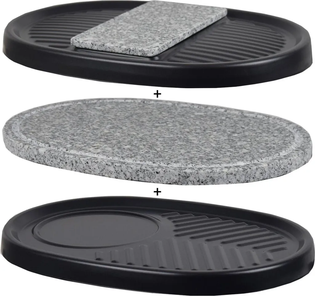 Syntrox Germany Set de 3 Plaques pour Raclette Chur 35 x 25 cm Noir