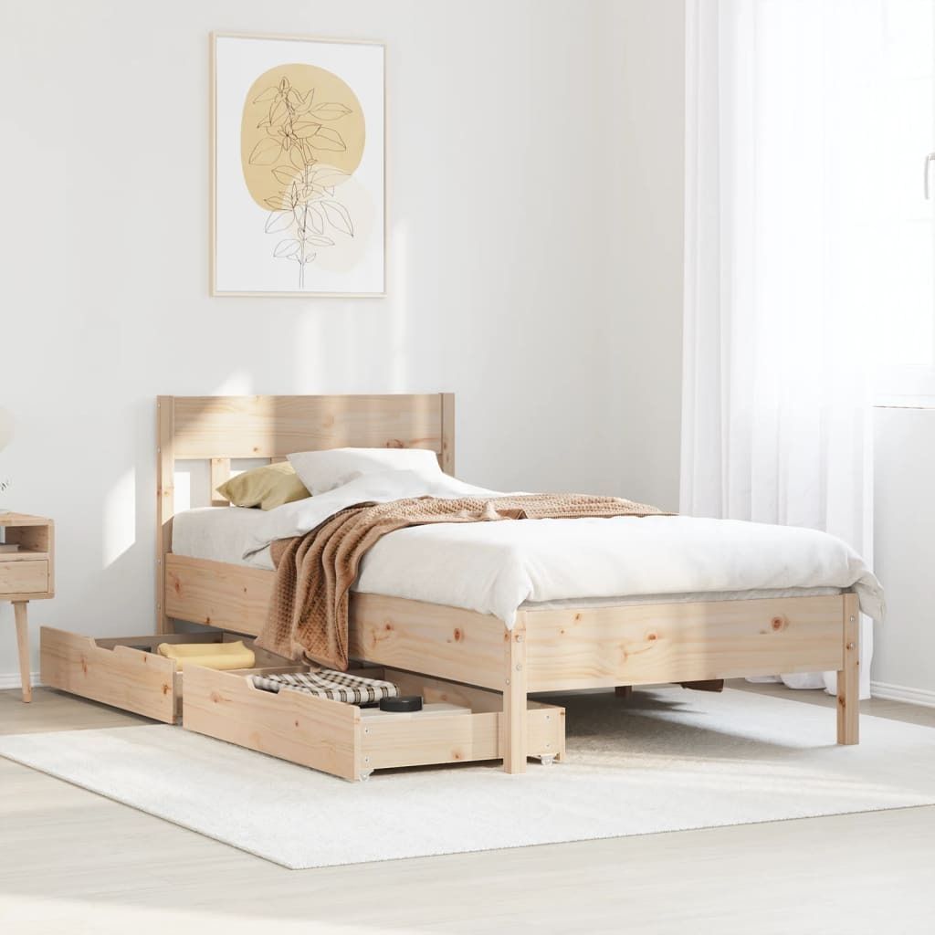 Maison Exclusive - Massivholzbett ohne Matratze 75x190 cm Kiefernholz