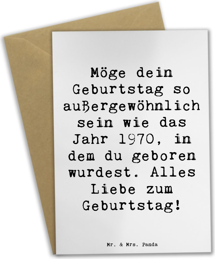 Mr. & Mrs. Panda Beileidskarte Spruch 1970 Geburtstag - Weiß - Geschenk, unvergesslicher Tag, gute Laune, Grußkarten, weihnachtskarten, osterkart...