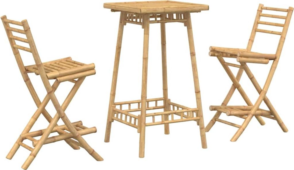vidaXL 3-tlg. Outdoor-Bar-Set Klappbar Bambus