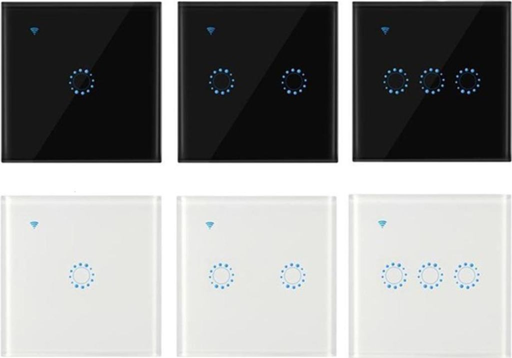 Drahtlose Schalter WiFi Lichtschalter Smart Wall kompatibel mit Alexa Echo Home Assistant Control APP Touchable Light Switch Phone für iOS 1 2 3 Gang