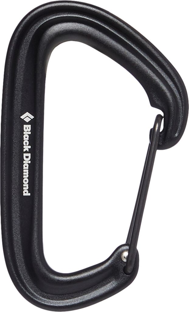 Robuster Litewire Karabiner von Black Diamond; schwarz; für Klettern geeignet.