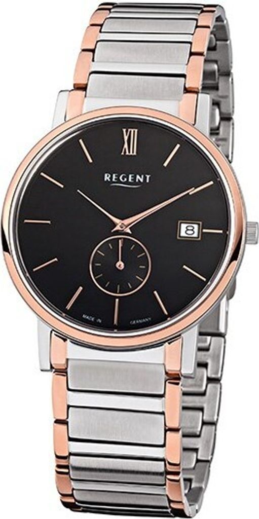 Regent Armbanduhr silber rosegold GM-1409 Herren Analog-Quarzuhr URGM1409
