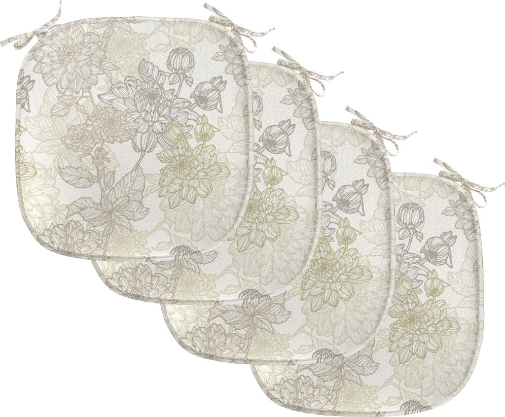 ABAKUHAUS Jahrgang Polster für Esszimmerstühle, Chrysanthemum-Motive, Dekoratives wasserfestes Kissen mit Riemen für Küchensitze, 40 cm x 40 cm...