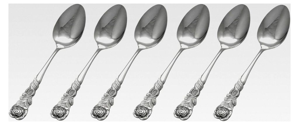 Kaffeelöffel 6er Set mit Rosendekor