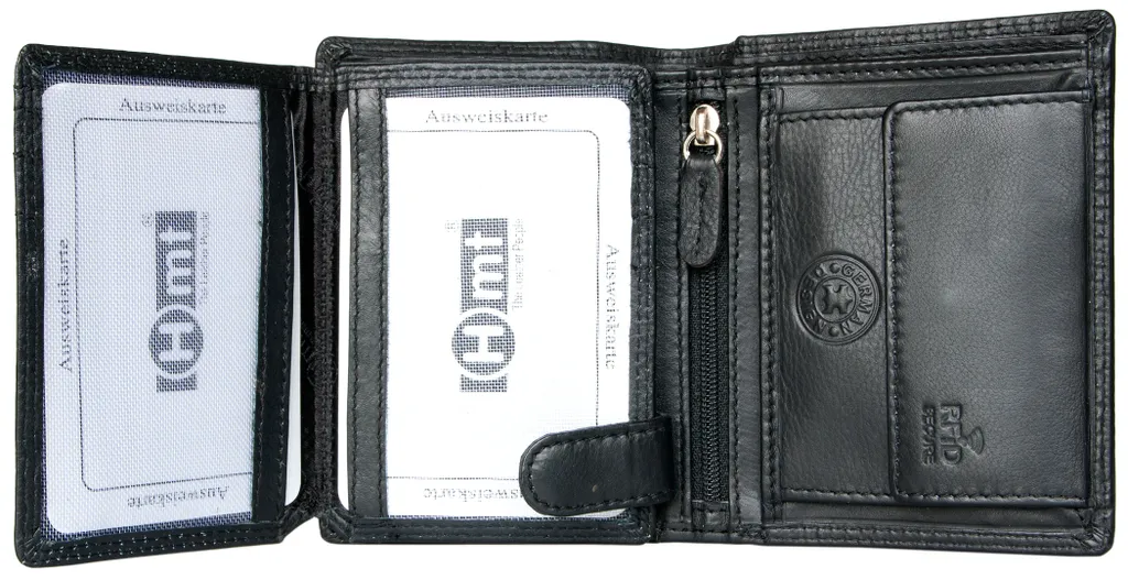 Portefeuille cuir noir anti-piratage RFID sans logo pour protéger vos données - 3