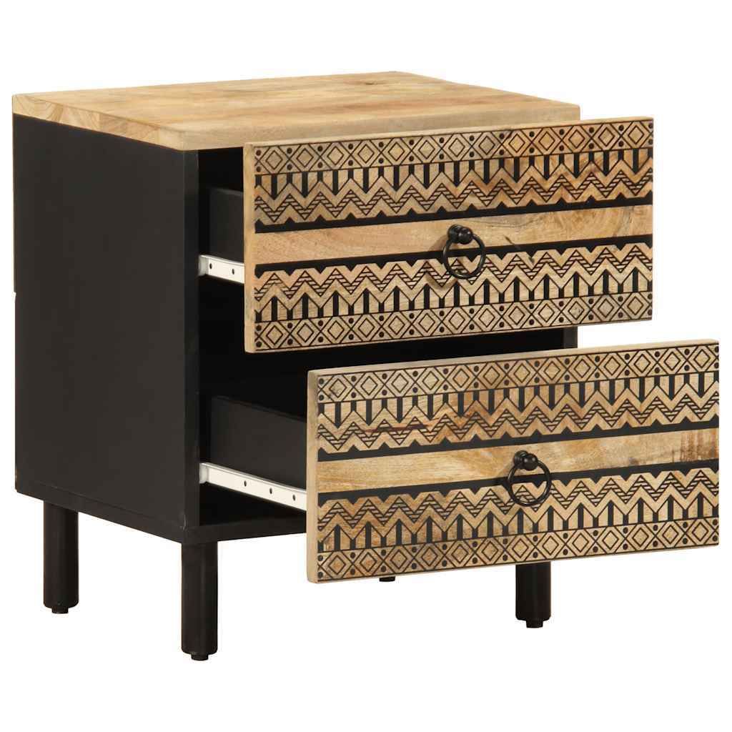 "SALE 2026"Nachttisch für Schlafzimmer - elegantes Design - Nachtkommode - Schwarz 40x33,5x46cm Raues Mangoholz - Nachttische & -schränke DEMöbe...