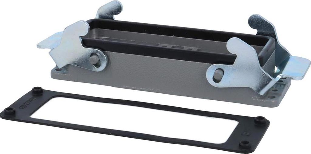HARTING Han 24B für 2 Einsätze Anbaugehäuse mit 2 Querbügeln 2 Edelstahl Verriegelungsbügel - 1 Stück