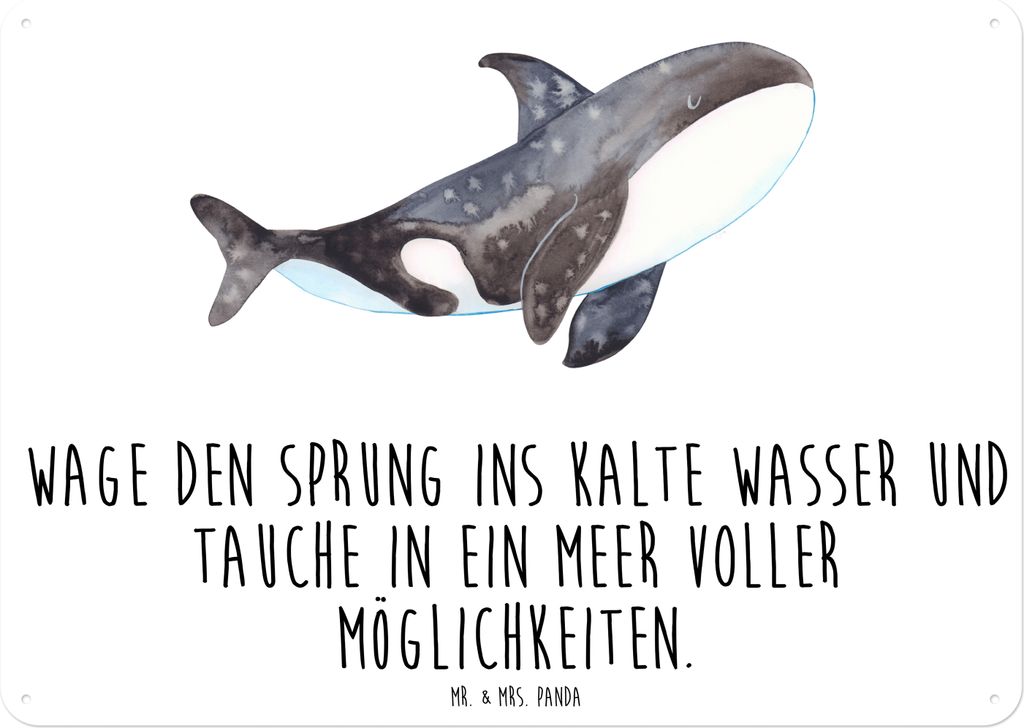 Mr. & Mrs. Panda Wandbild Orca DIN A6 - Weiß - Geschenk, Produktbild 