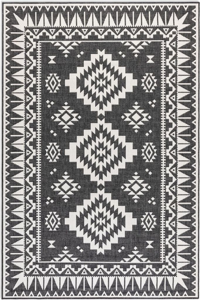 Elle Decoration Gemini In- und Outdoor Wendeteppich Dynamic Schwarz