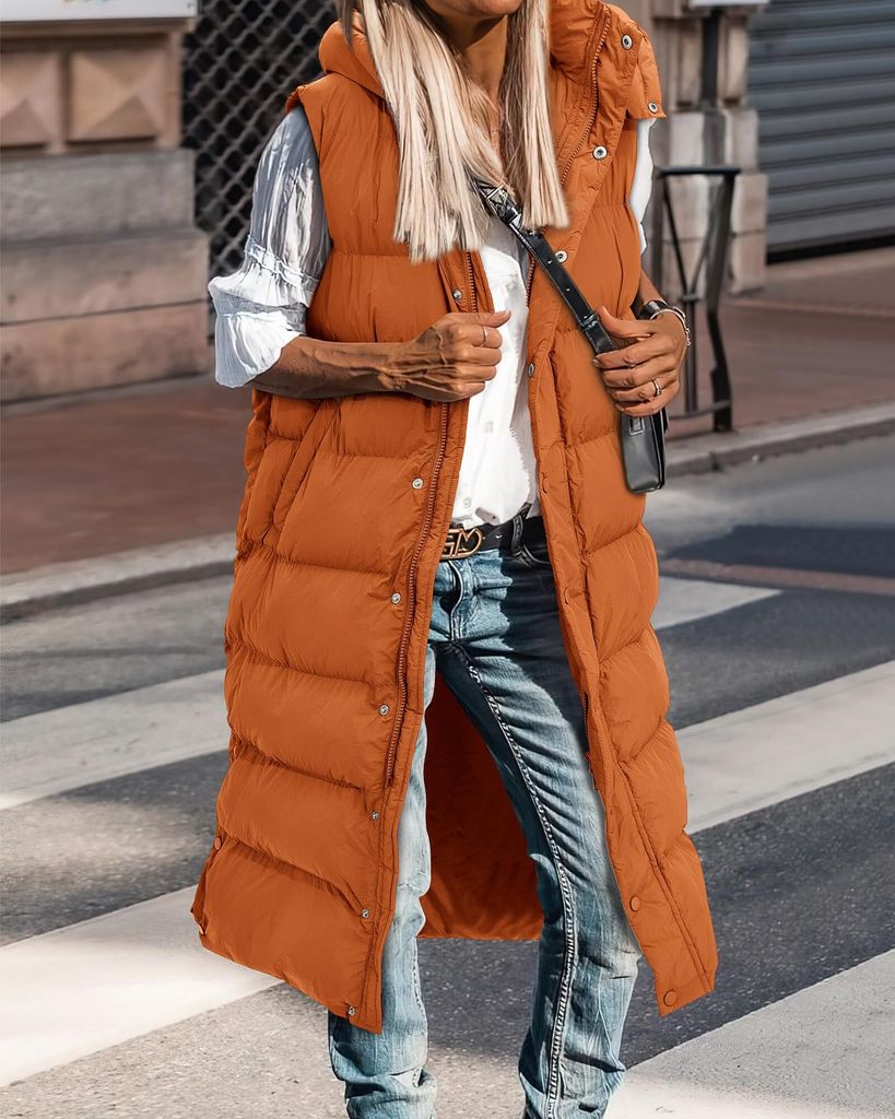 Daunenmantel Weste Damen Outdoor Lang Daunenweste Damen