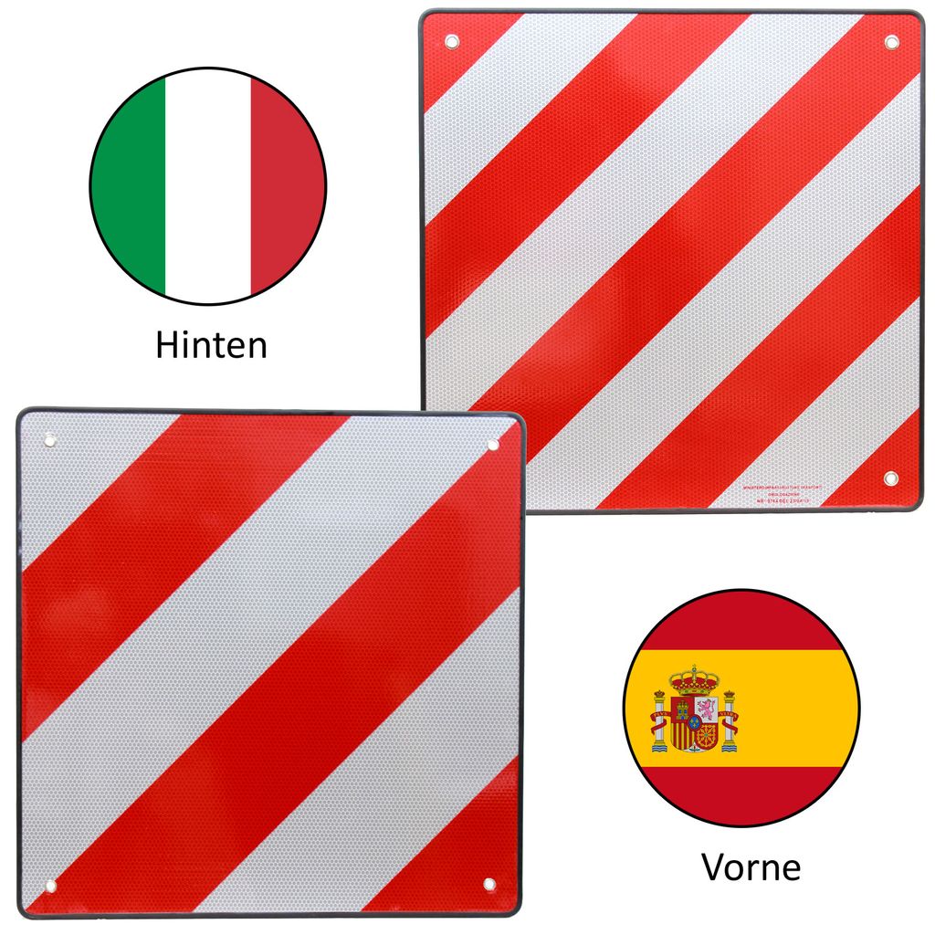 Hengda Warntafel für Italien und Spanien, 2in1 50x50cm Aluminium