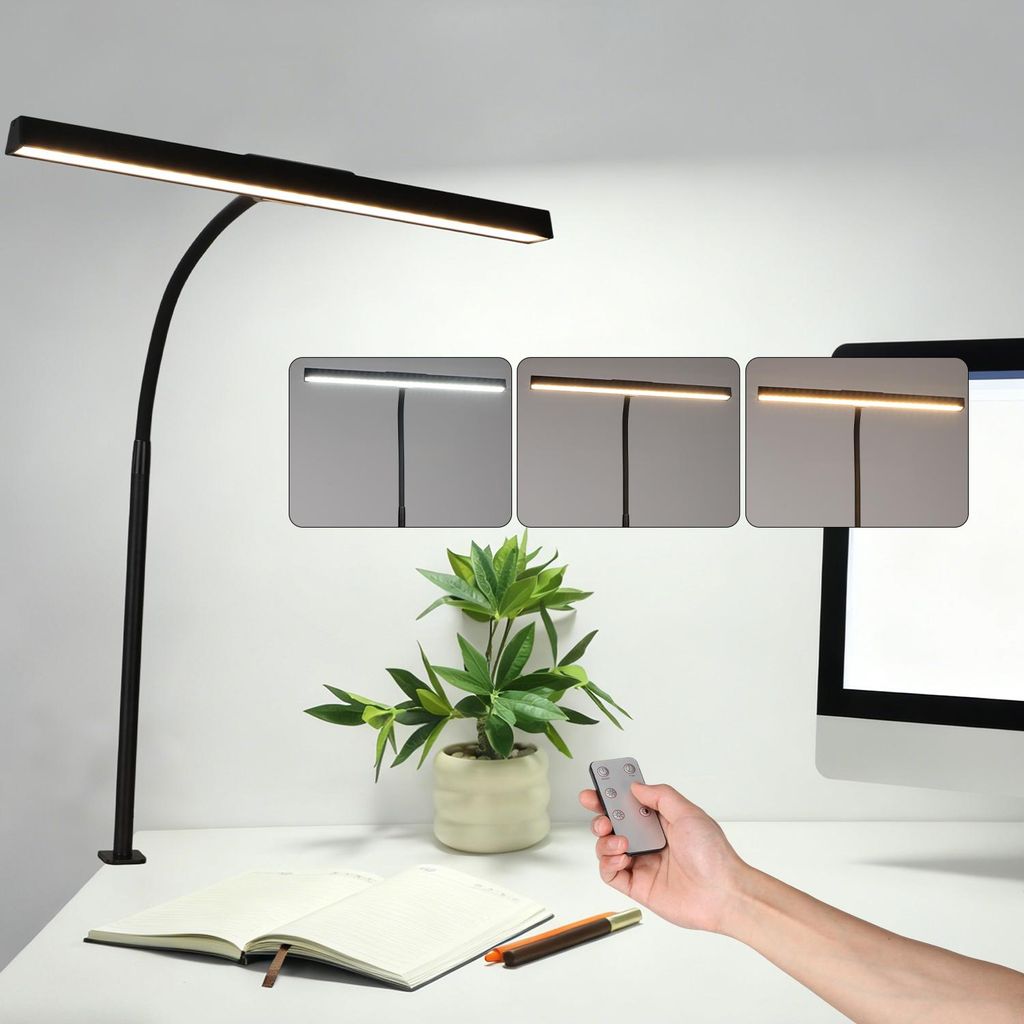 24W LED Schreibtischlampe Doppelkopf Tischlampe Leselampe Produktbild 