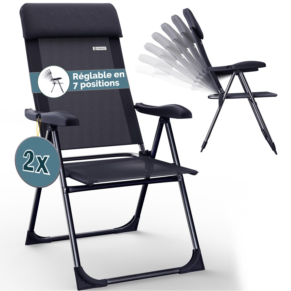 CASARIA® 2x Chaises de jardin pliantes Anthracite en Image du produit 