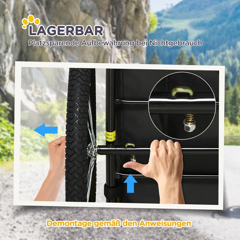 Remorque pour chien pour voyage à vélo pliable et facile à installer - 5