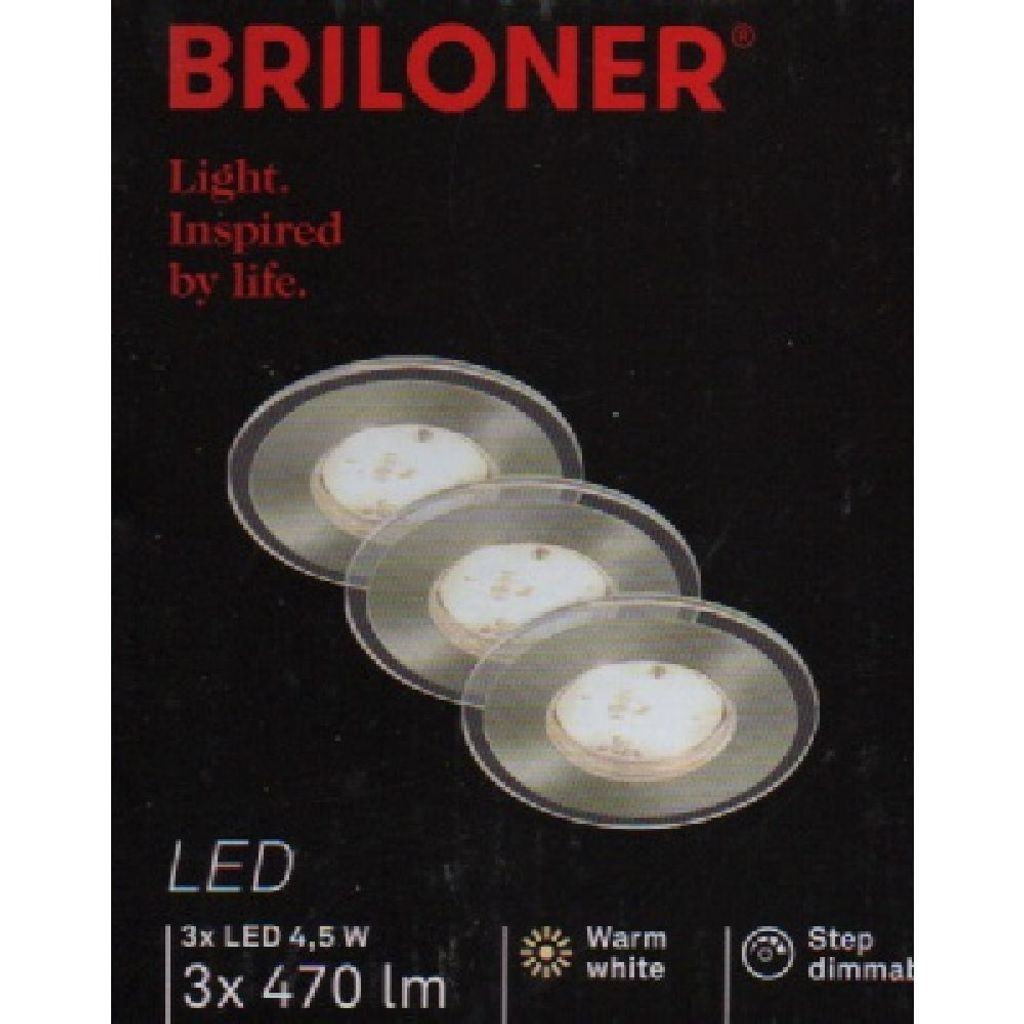 Briloner LED Set de 3 lampes nickel mates dimmables par Image du produit 