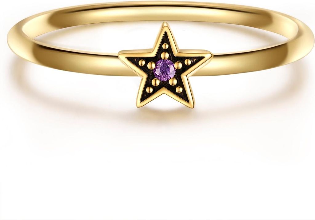 Ring Sterling Silber gelbgold Zirkonia lila 52