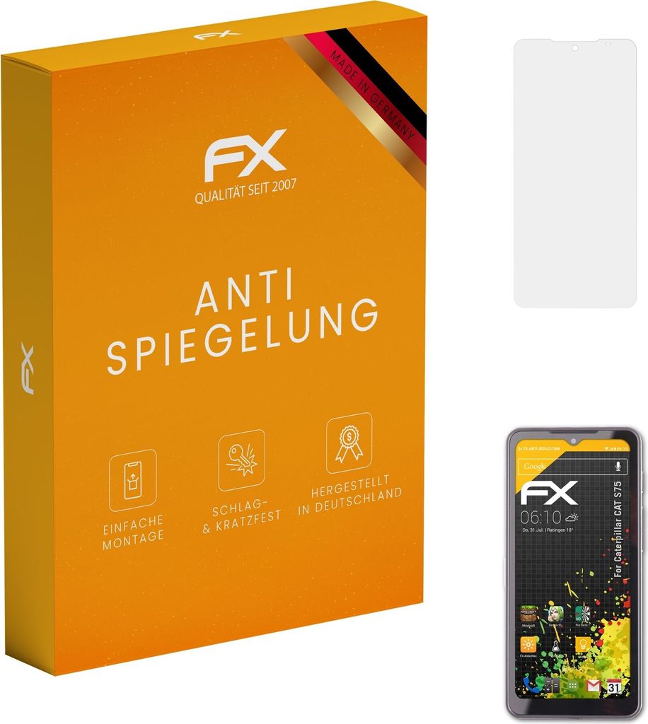 atFoliX FX-Antireflex 3x Schutzfolie kompatibel mit Caterpillar CAT S75 Displayfolie