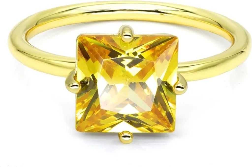 Offerta Anello New Bling Argento 925 Dorato Zircone Giallo 54