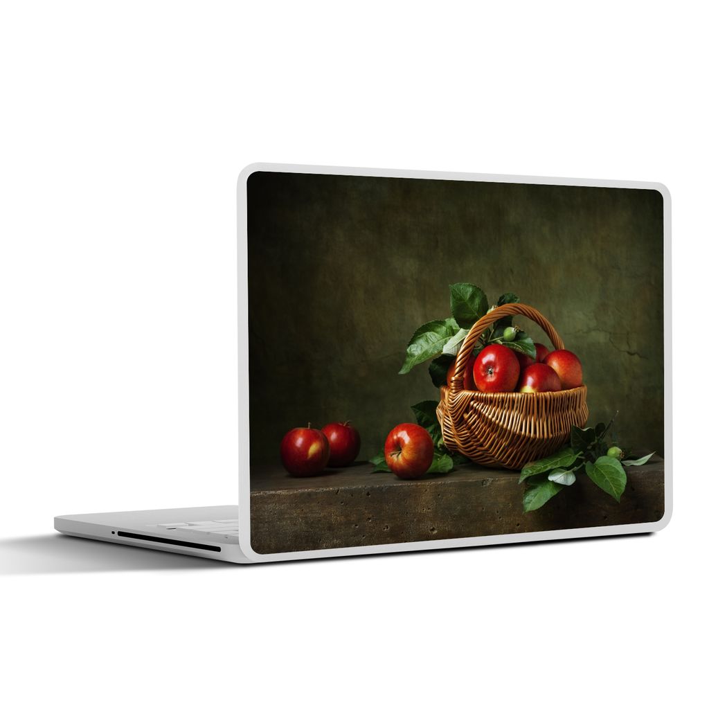 MuchoWow Laptop Aufkleber Sticker Cover Rustikal - Apfel - Obst - Rot - Korb - Stilleben 30x21 cm - Sticker für Laptop - Selbstklebend