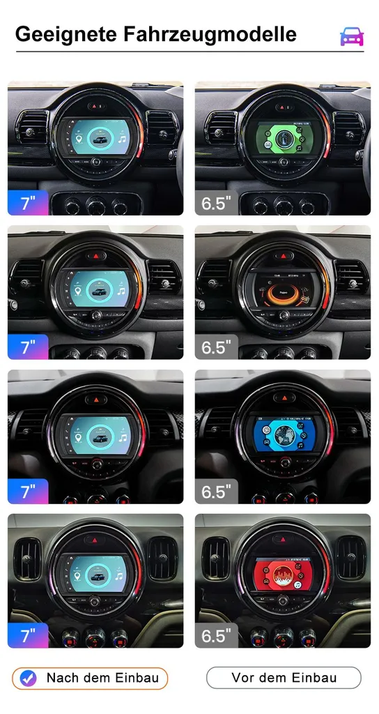 Écran Tactile 7 Pouces Autoradio Android 14 pour Mini Cooper NBT