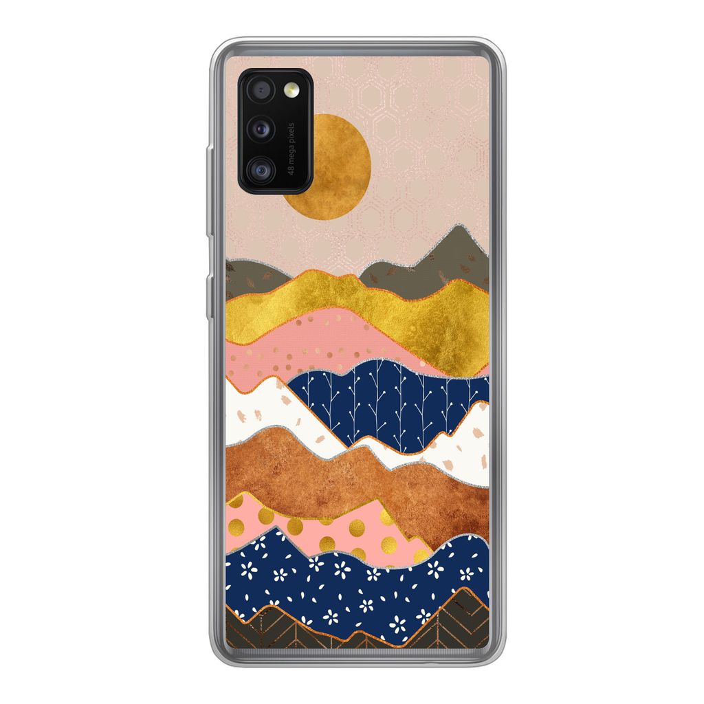 MuchoWow Handyhülle Schutzhülle Hülle für Samsung Galaxy A41 Gold - Pastell - Muster Silikon Softcase Handy Hülle - Mobiltelefon