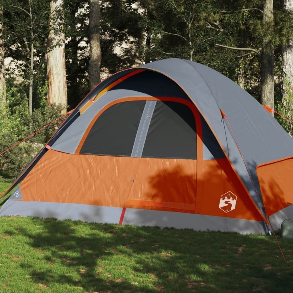 Möbel Kuppel-Familienzelt 6 Personen Grau und Orange Wasserdicht - Campingzelte 94557