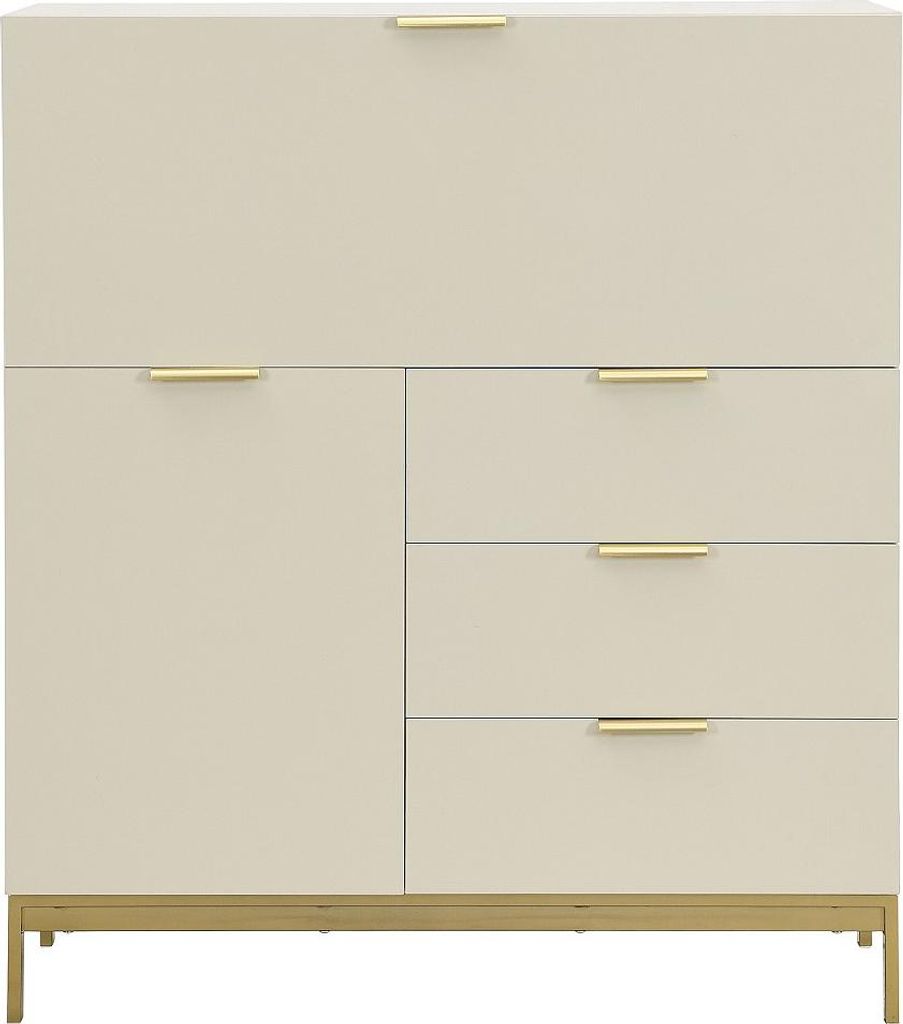 Sekretär mit 2 Türen & 3 Schubladen - MDF & Metall - Beige Produktbild 